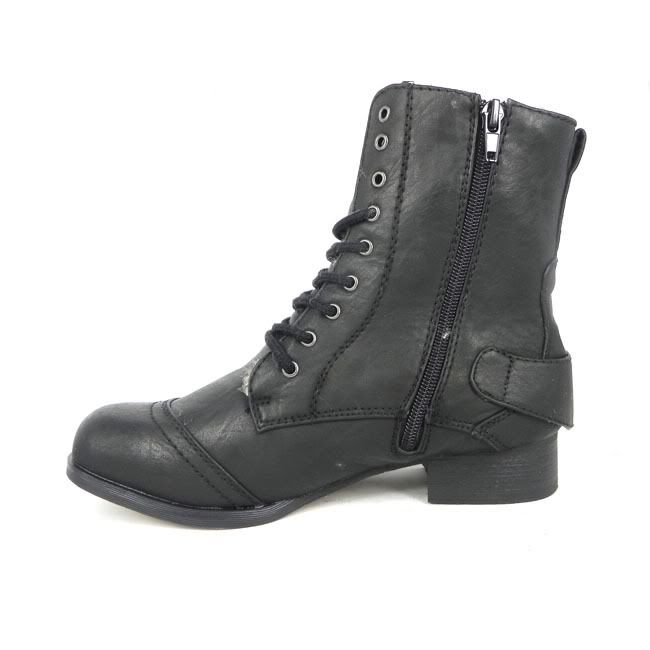 Womens Combat fur lined Black Military Boots UK Size 7 eBay